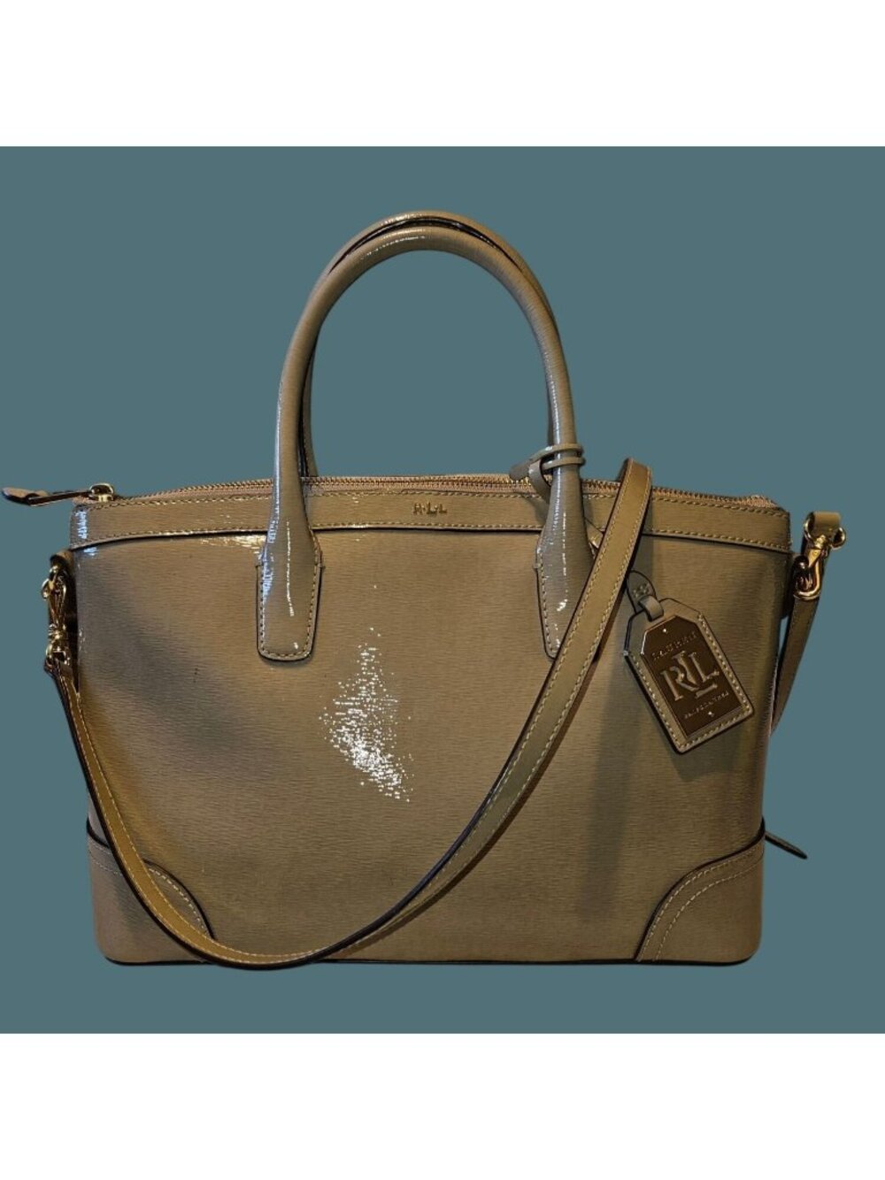 Ralph Lauren Fairfield Shiny Cow Leather Crossbody Satchel Bag